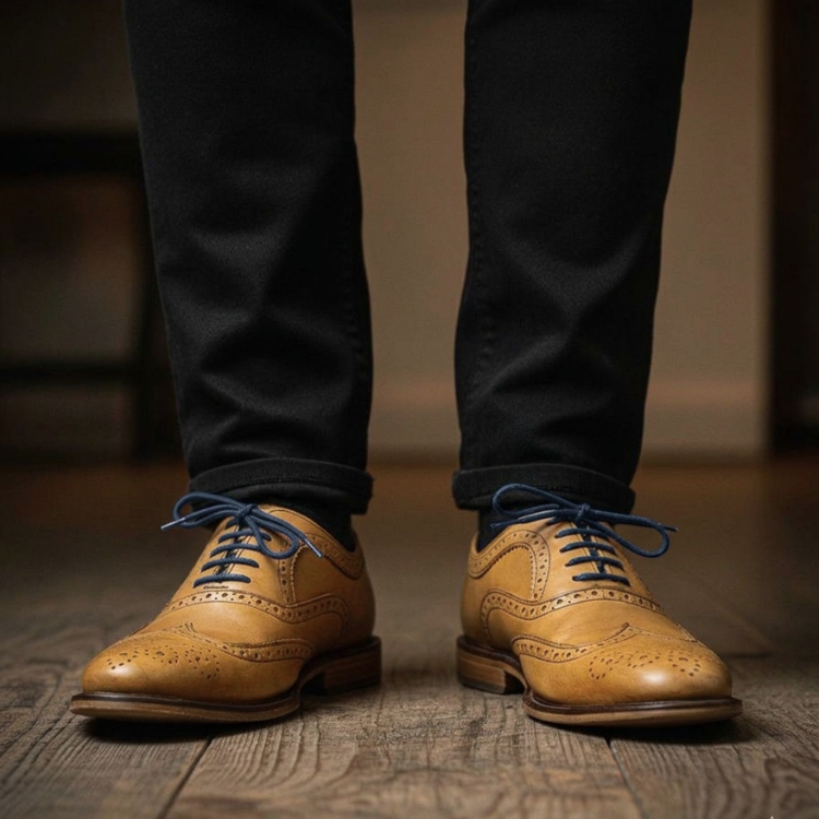 Dark Blue Dress Shoelaces