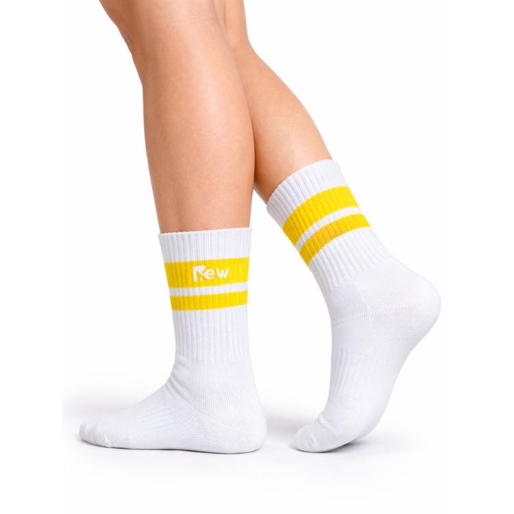 Half Sports Socks - White / Yellow Free Size