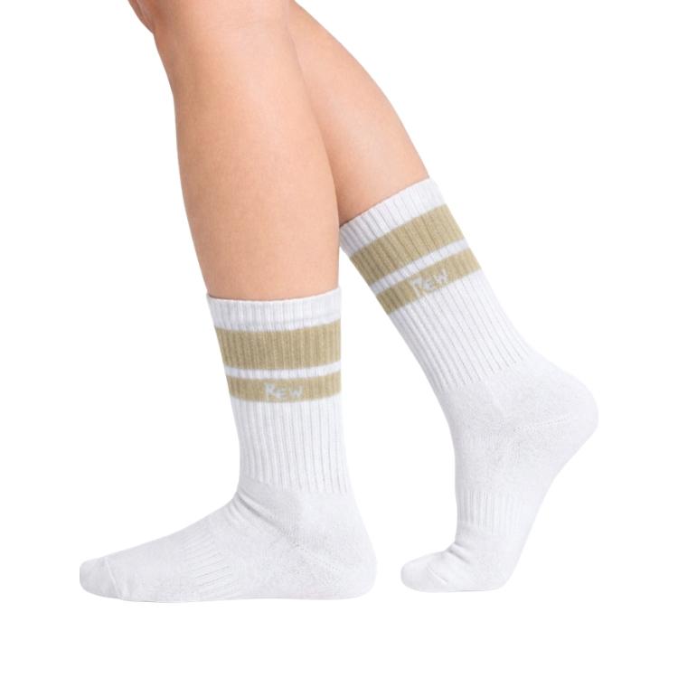 Half Sports Socks - White / Tan Free Size