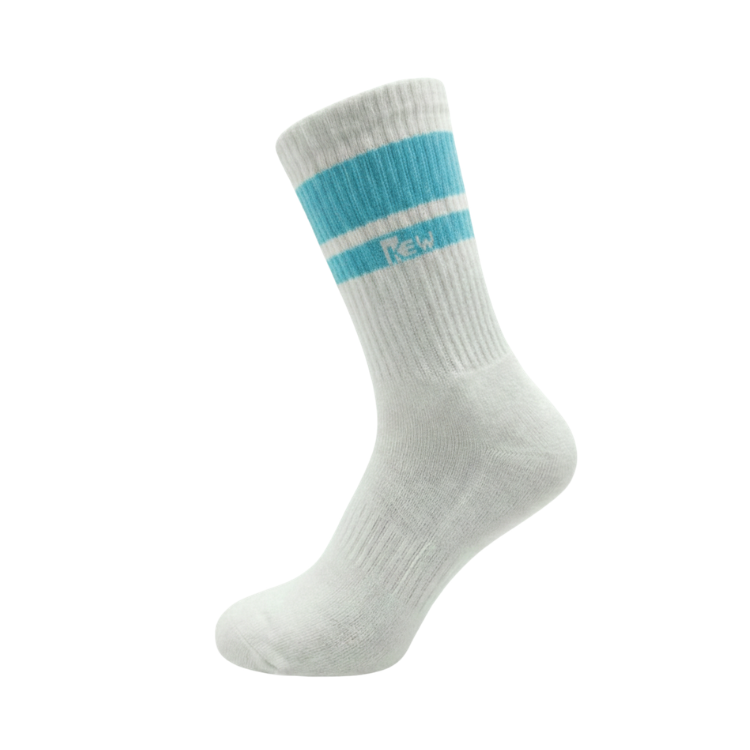 Half Sports Socks - White / Tiffany Blue Free Size