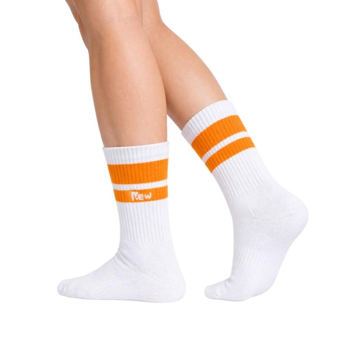 Half Sports Socks - White / Orange Free Size
