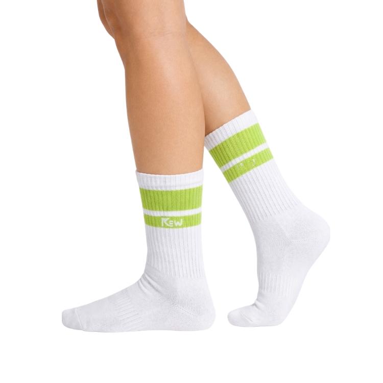 Half Sports Socks - White / Neon Green Free Size