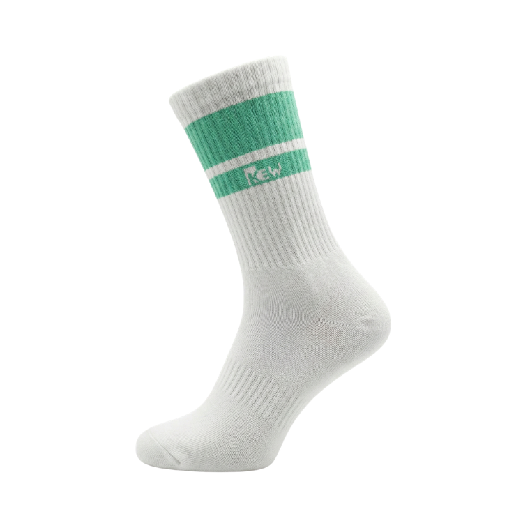 Half Sports Socks - White / Green Free Size