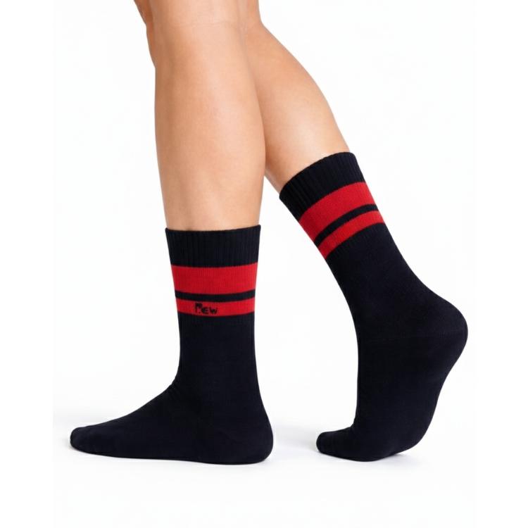 Half Sports Socks - Dark Blue / Red Free Size