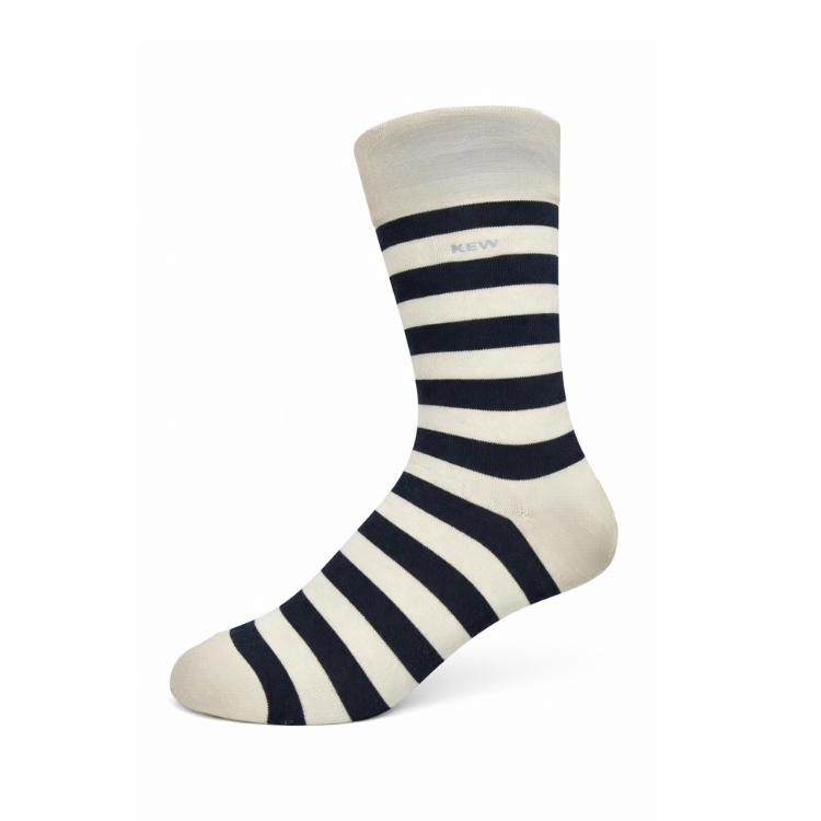 Crew Srtipes Large Socks Large White - Black