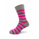 Crew Srtipes Large Socks Light Grey - Pink