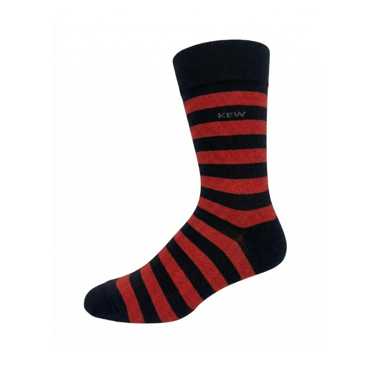Crew Srtipes Large Socks Dark Blue - Red