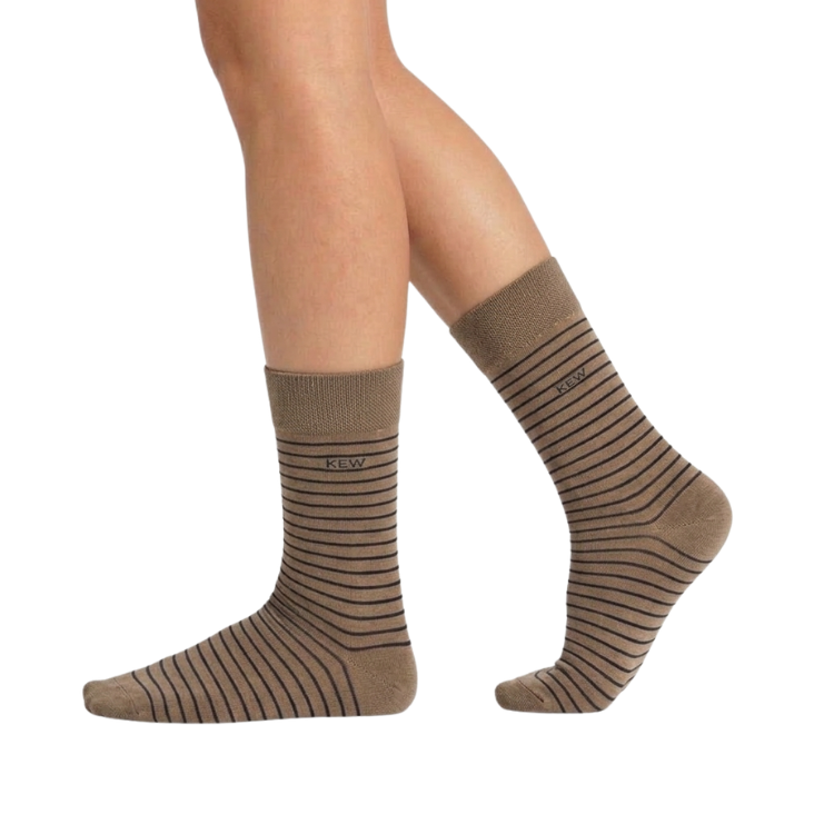 Crew Stripes Small Socks Beige - Dark Brown