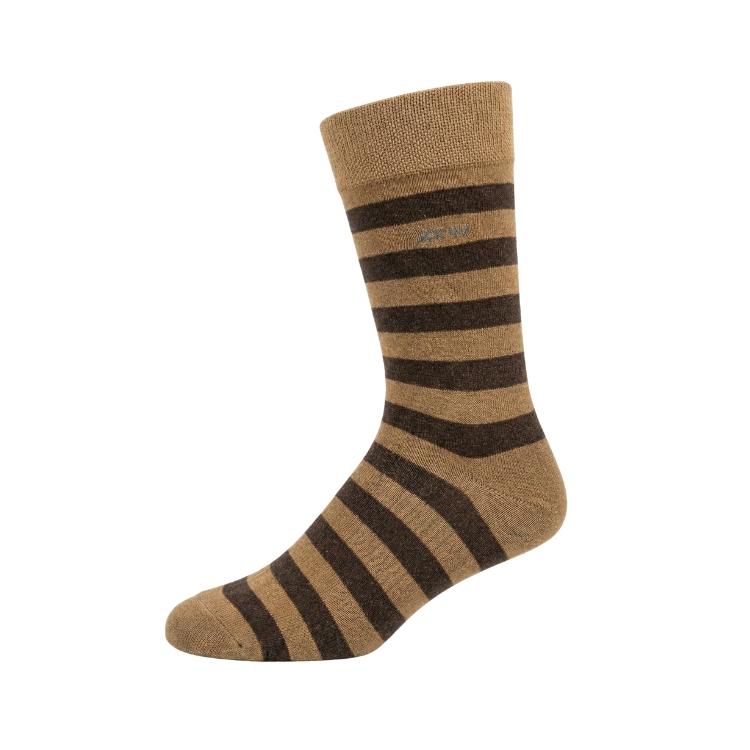 Crew Srtipes Large Socks Beige - Dark Brown