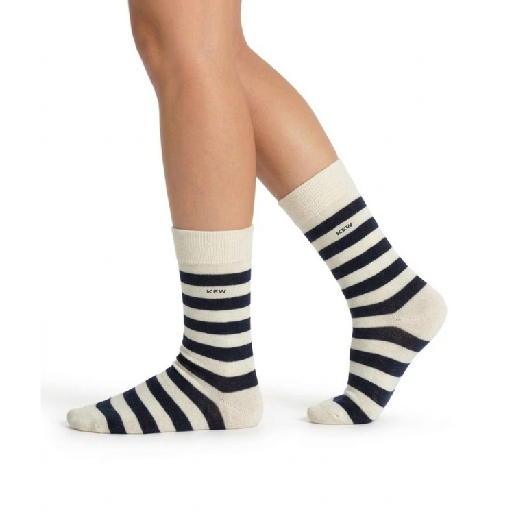Crew Srtipes Large Socks Large White - Black