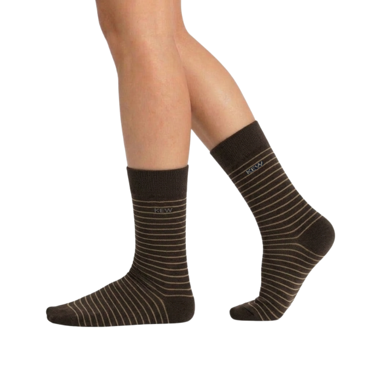 Crew Stripes Small Socks Dark Brown - Beige