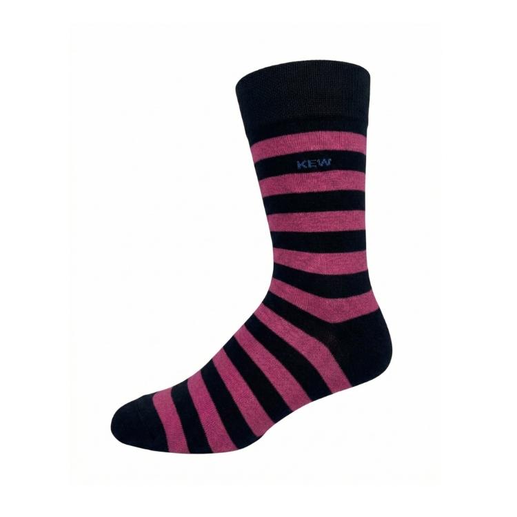 Crew Srtipes Large Socks Dark Blue - Pink