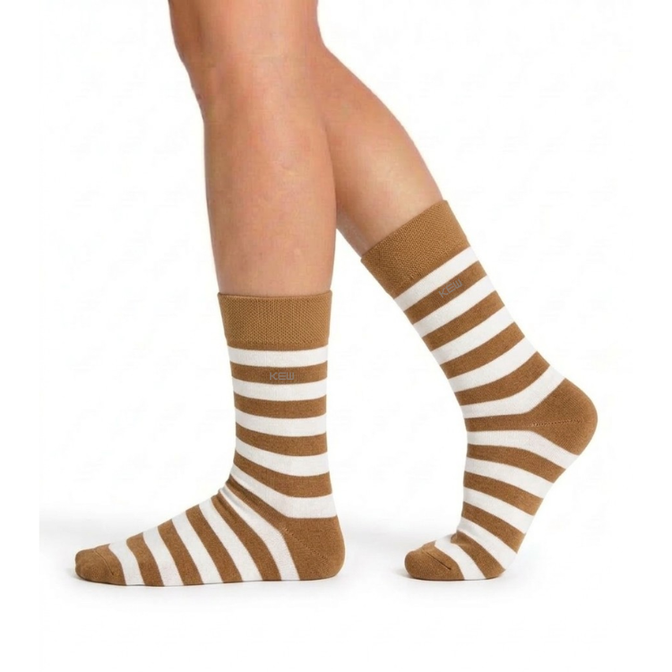 Crew Srtipes Large Socks Beige - White
