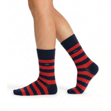 Crew Srtipes Large Socks Dark Blue - Red