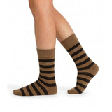 Crew Srtipes Large Socks Beige - Dark Brown