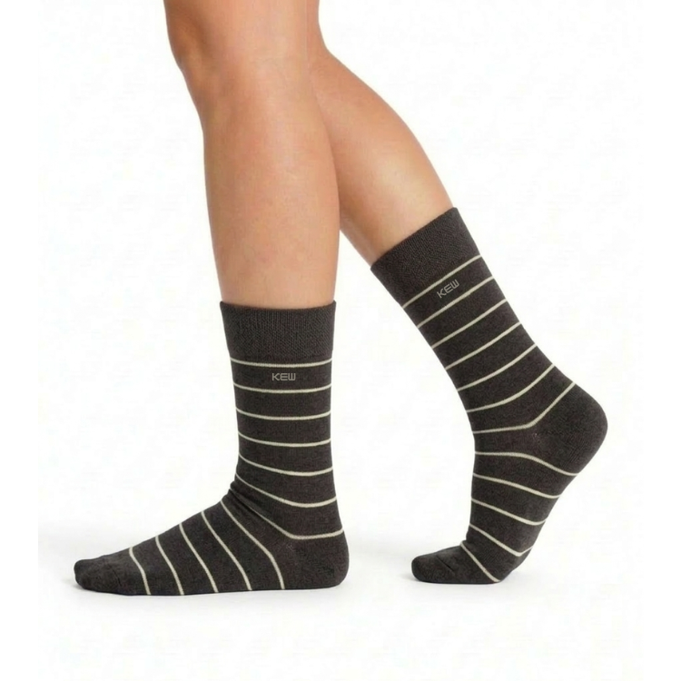 Crew Srtipes Long Socks Dark Grey - White