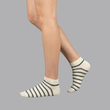 Ankle Stripes Socks - White / Dark Grey Free Size