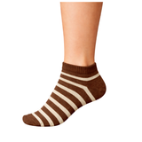 Ankle Stripes Socks - Dark Brown / White Free Size