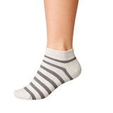Ankle Stripes Socks - White / Dark Grey Free Size