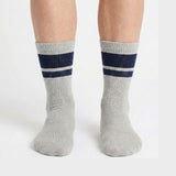 Half Sports Socks - Light Grey / Dark Blue Free Size