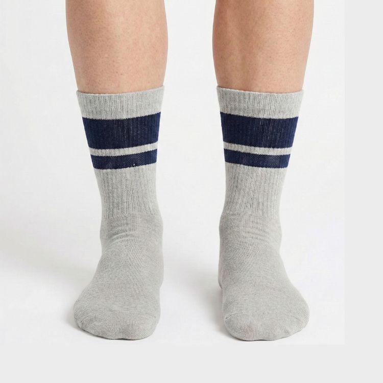 Half Sports Socks - Light Grey / Dark Blue Free Size