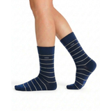 Crew Srtipes Long Socks Dark Blue - White