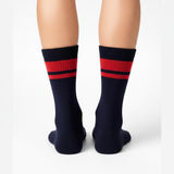 Half Sports Socks - Dark Blue / Red Free Size
