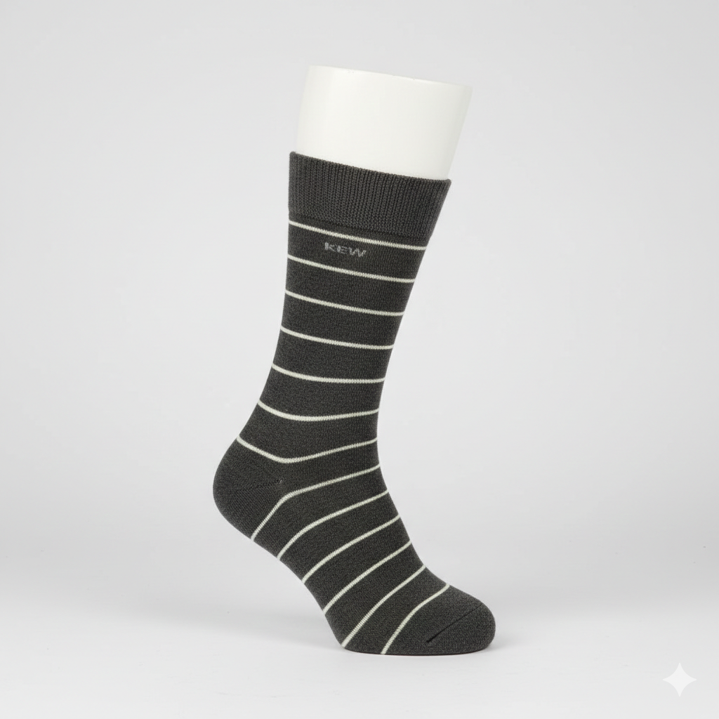 Crew Srtipes Long Socks Dark Grey - White