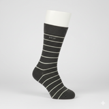 Crew Srtipes Long Socks Dark Grey - White