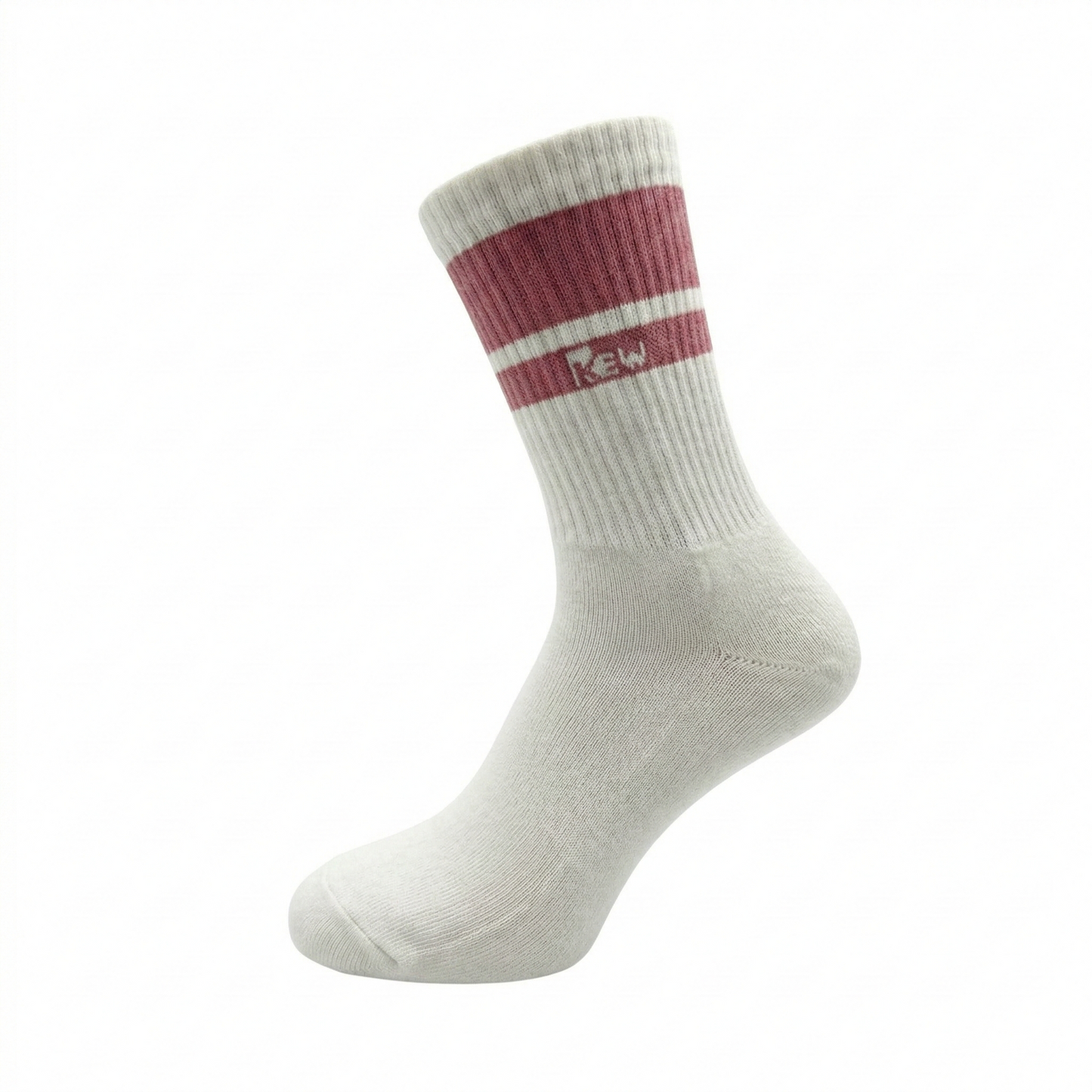 Half Sports Socks - White / Dark Red Free Size
