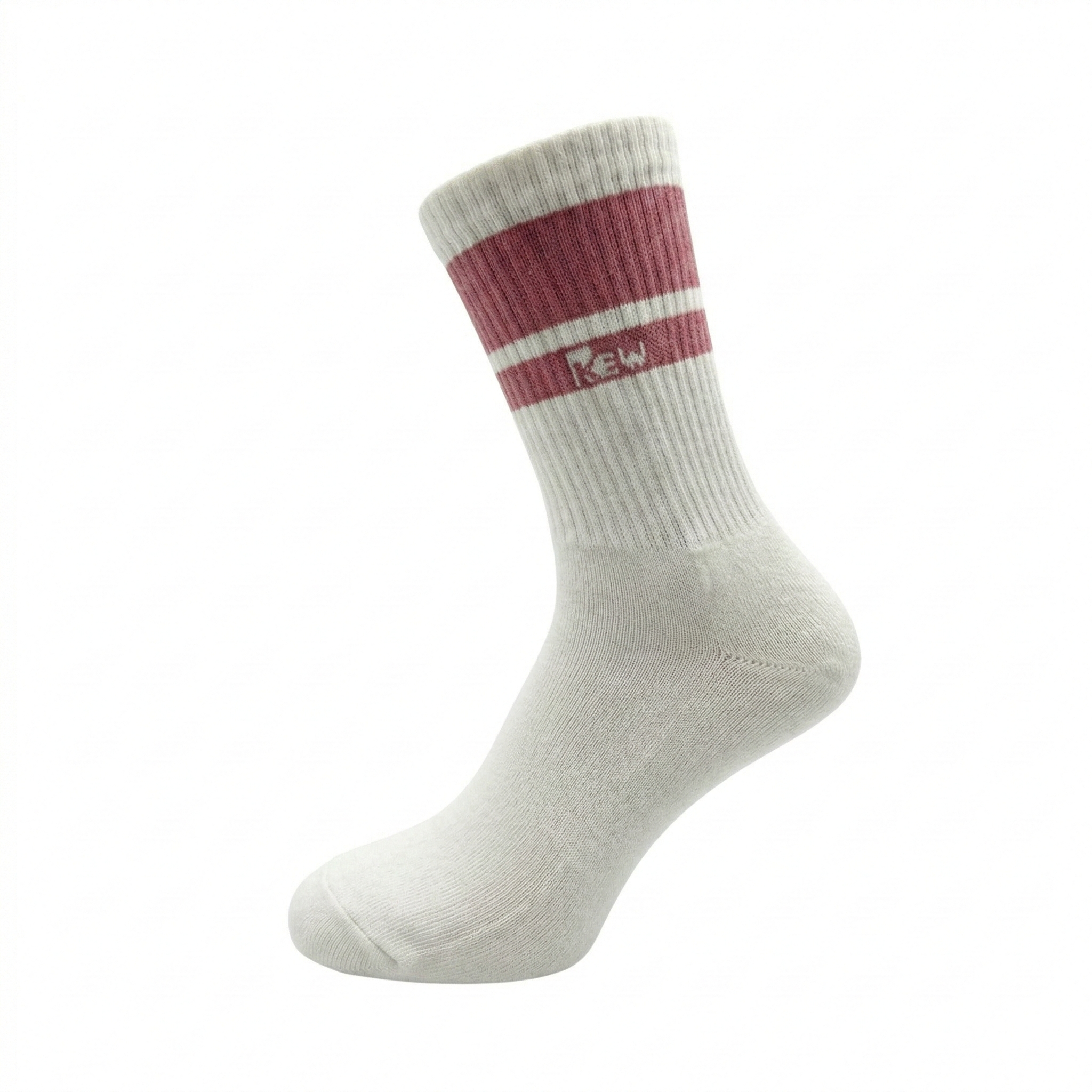 Half Sports Socks - White / Dark Red Free Size