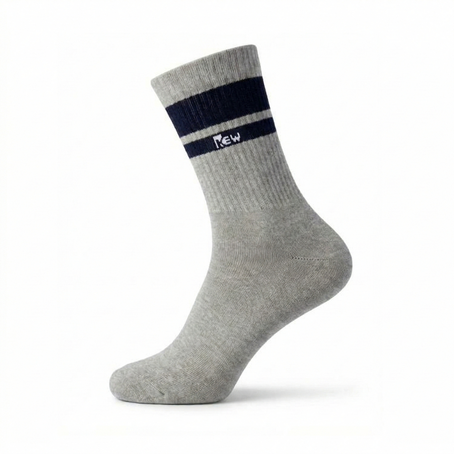 Half Sports Socks - Light Grey / Dark Blue Free Size