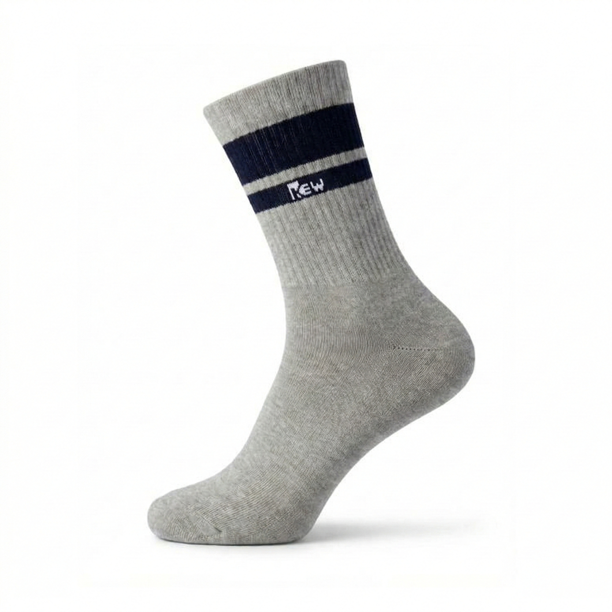 Half Sports Socks - Light Grey / Dark Blue Free Size