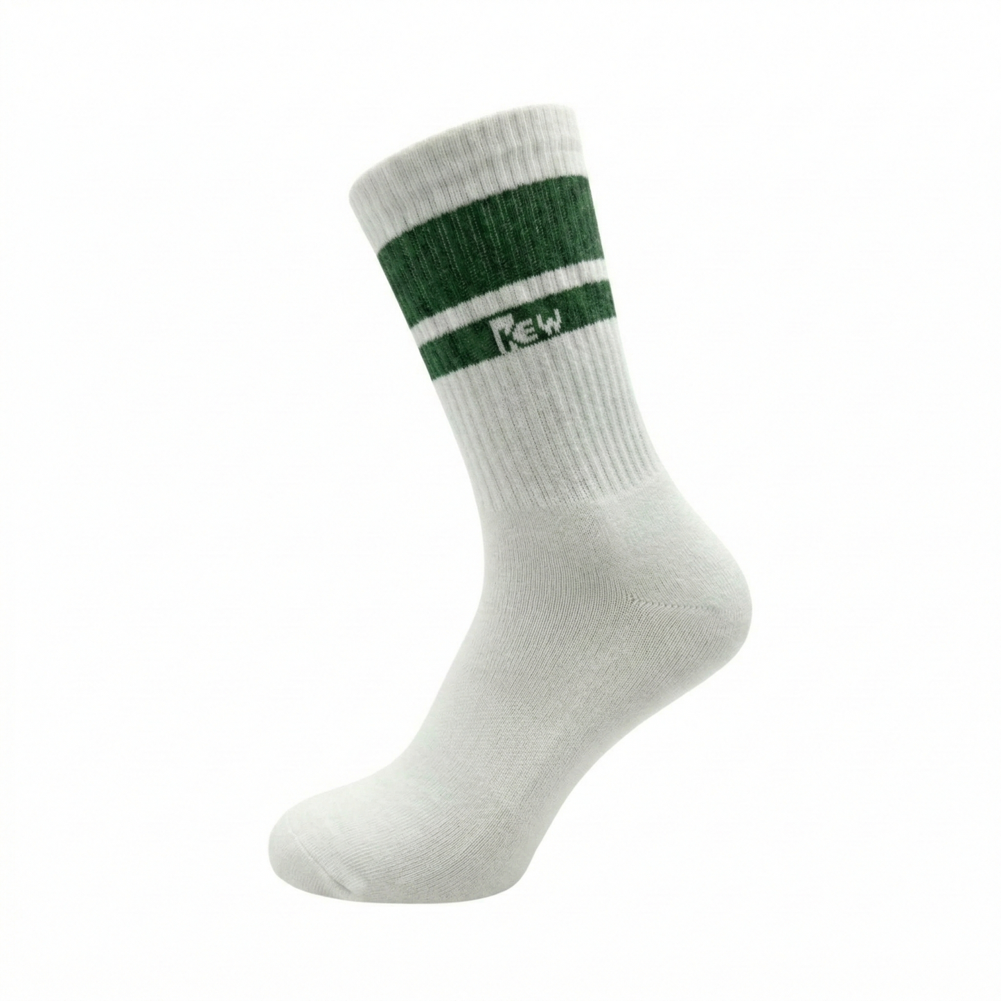 Half Sports Socks - White / Olive Green Free Size