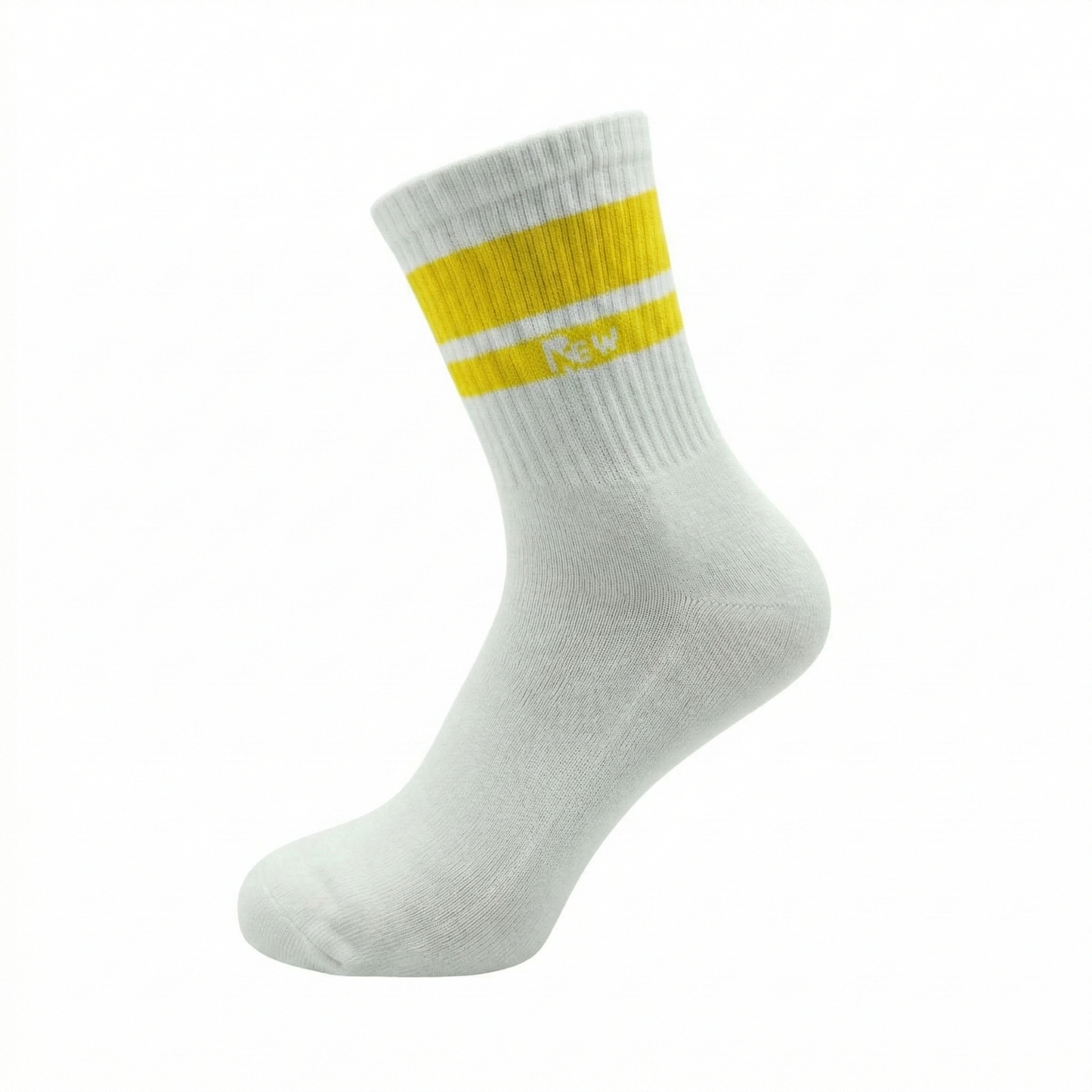 Half Sports Socks - White / Yellow Free Size