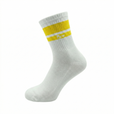 Half Sports Socks - White / Yellow Free Size