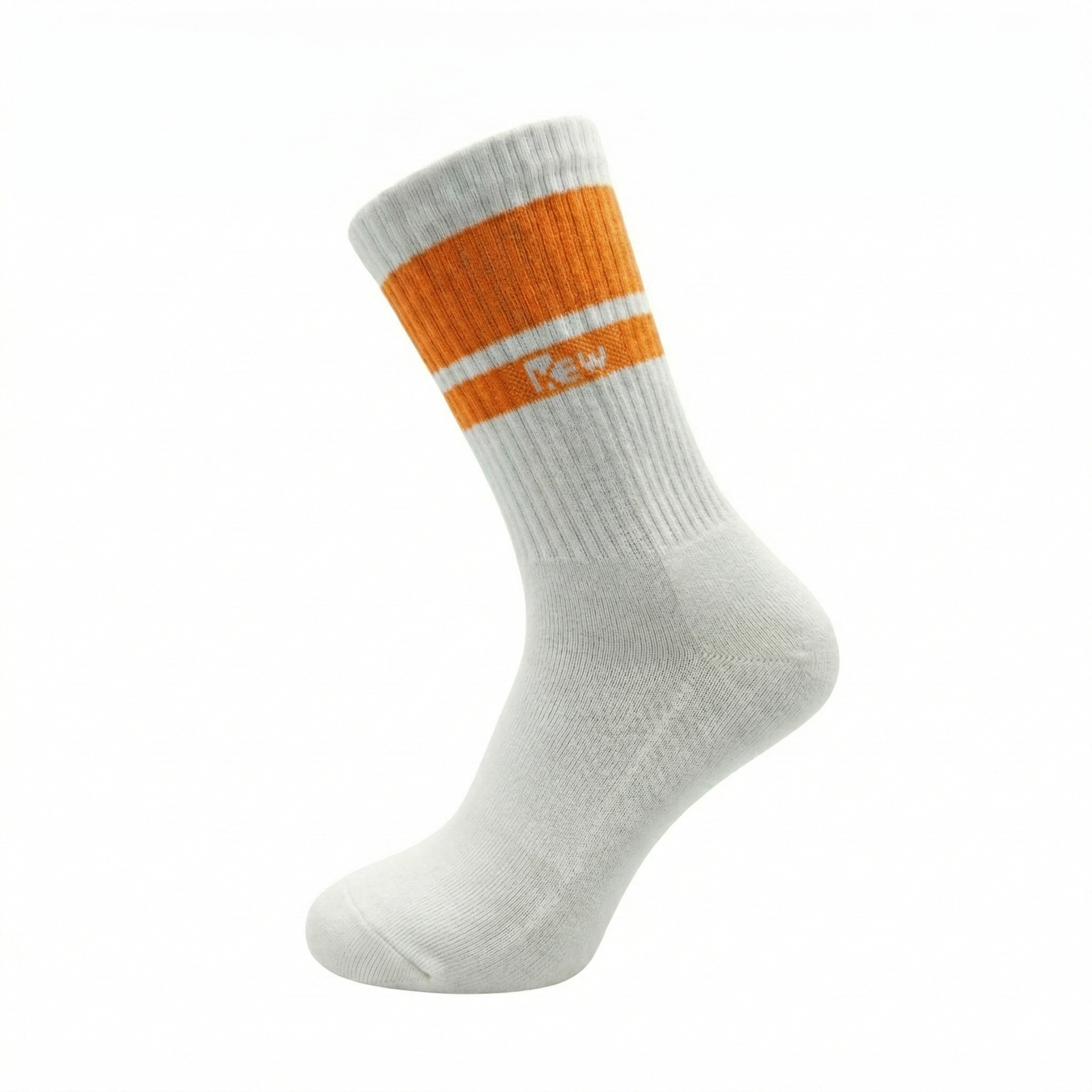 Half Sports Socks - White / Orange Free Size