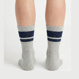 Half Sports Socks - Light Grey / Dark Blue Free Size