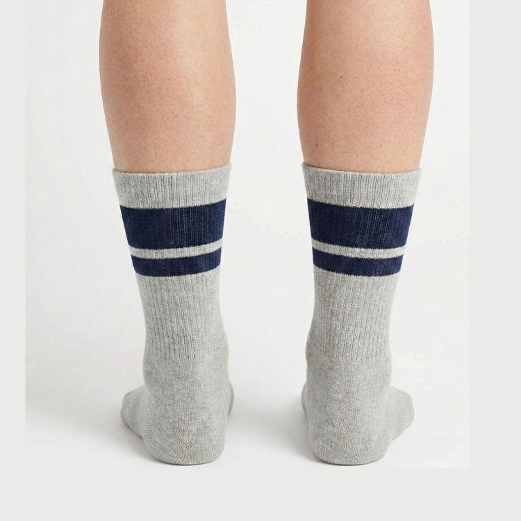 Half Sports Socks - Light Grey / Dark Blue Free Size